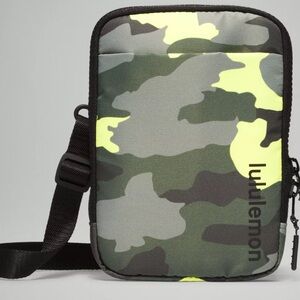 lululemon athletica Camo Crossbody Bag in Green, Black, Neon Yellow